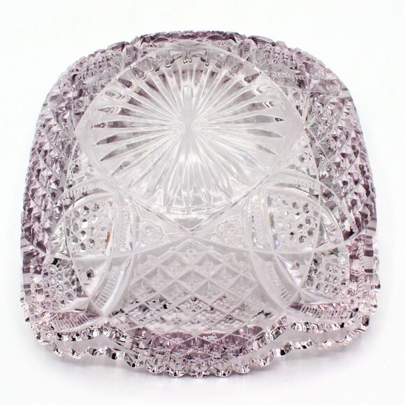 Antique EAPG Amethyst Lavender Glass Bowl Duncan Diamond Pattern Scallop Edge - Picture 4 of 5